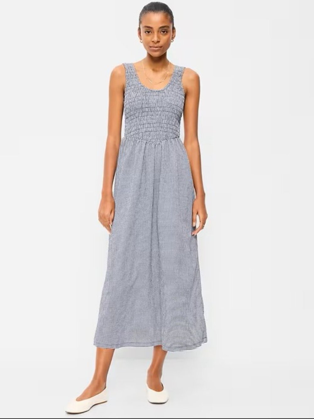 Old Navy Fit & Flare Lightweight Smocked-Bodice Midi Dress Small